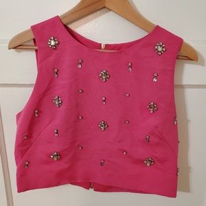 Eliza J Pink Embellished Crop Top